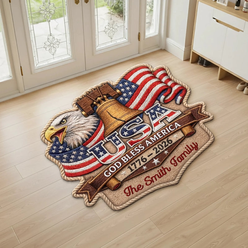 Custom Shaped Doormat - Personalized America 250th Anniversary Gifts For Mom, Dad, Brother, Sister, Kids - Spirit Of Liberty Lives