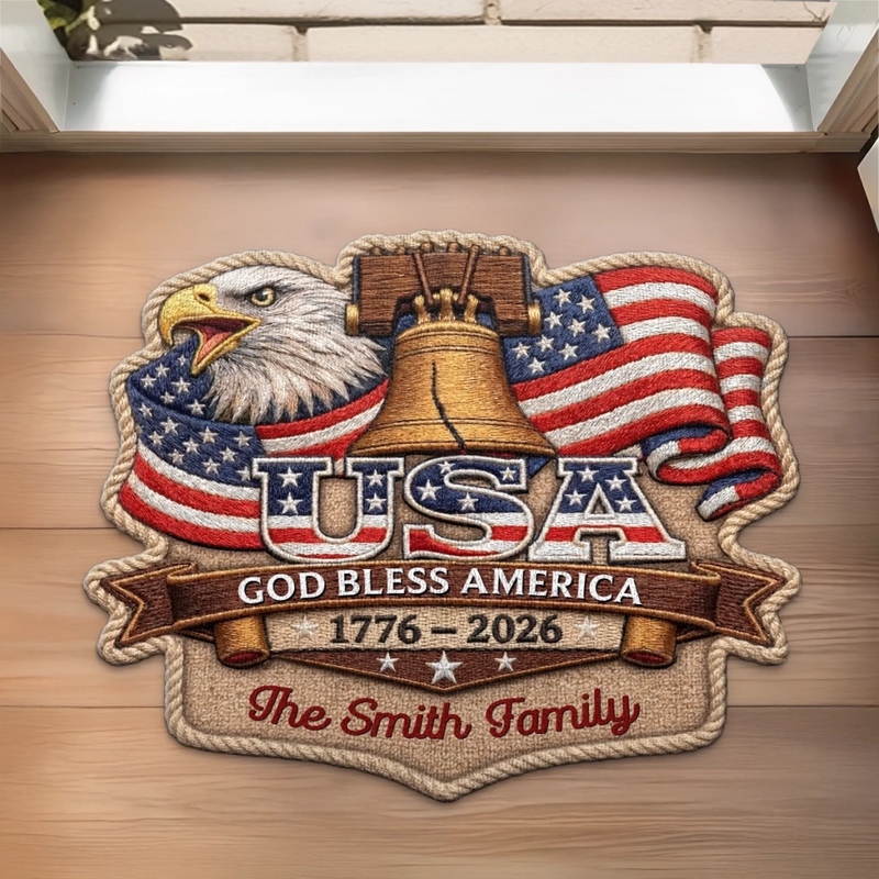 Custom Shaped Doormat - Personalized America 250th Anniversary Gifts For Mom, Dad, Brother, Sister, Kids - Spirit Of Liberty Lives