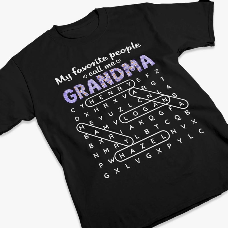 Custom Word Search Puzzle T-shirt, Premium T-shirt, Hoodie - Personalized Mother's Day Birthday Gifts For Mom, Grandma - Puzzle Queen, Grandkid Edition