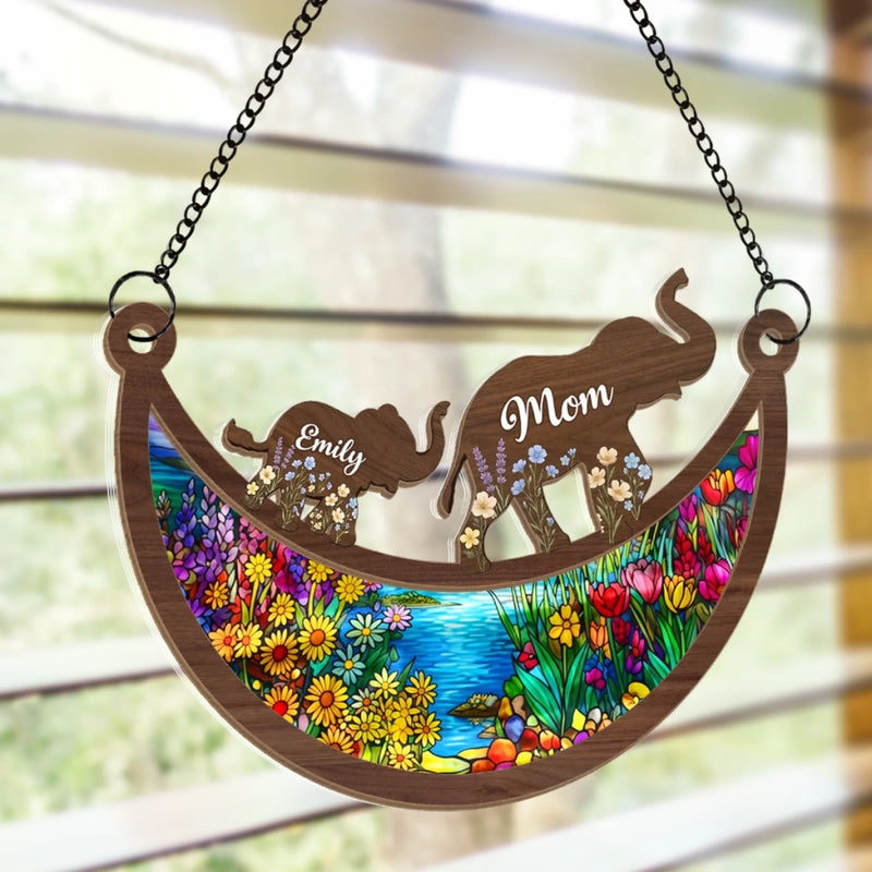 Custom Window Hanging Suncatcher Ornament - Personalized Mother's Day Birthday Gifts For Mom, Grandma - A Little One, A Big Love