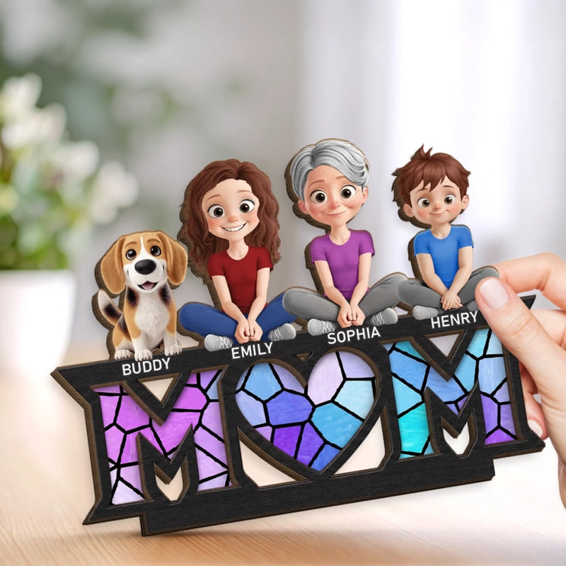 Custom 2-Layered Wooden Plaque - Personalized Mother's Day Birthday Gifts For Mom, Grandma - Blessed With You