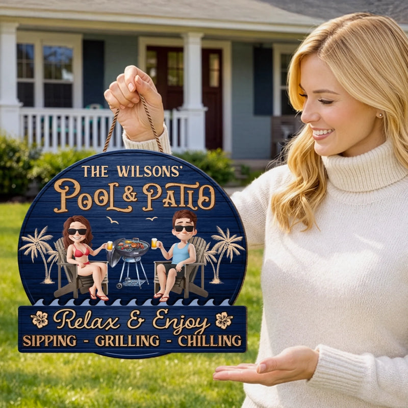 Custom Home Decor Wood Sign - Personalized Anniversary Wedding Gifts For Couple, Husband, Wife - Welcome To Our Happy Place