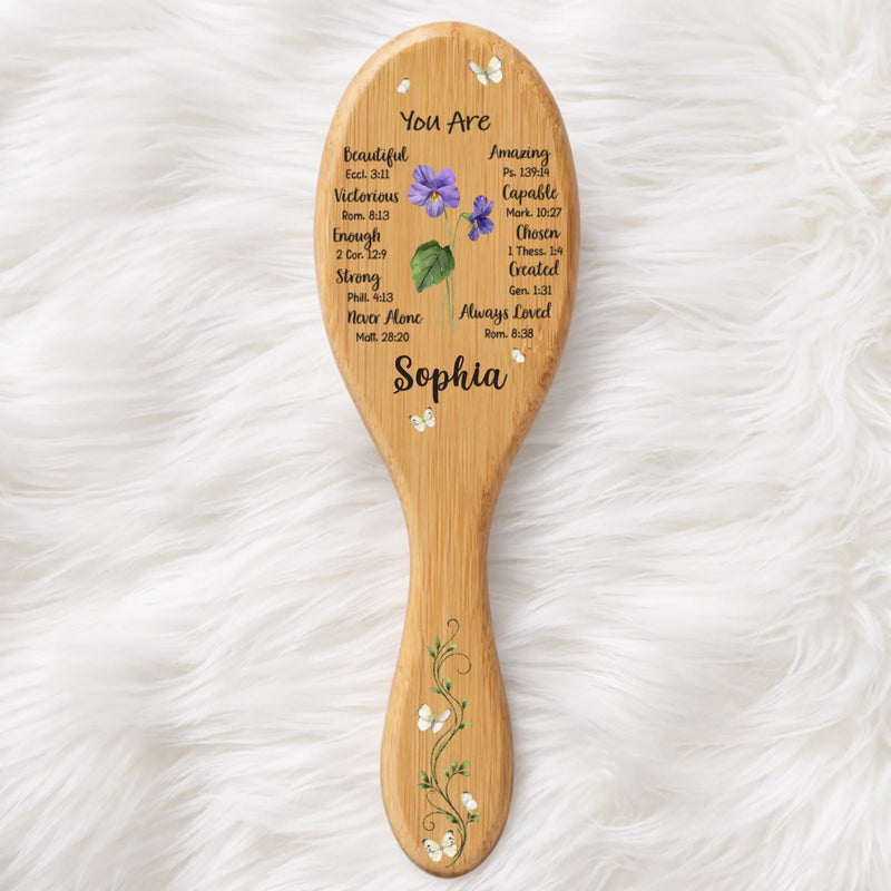 Custom Birth Month Flower Hair Brush - Personalized Thank You Graduation Birthday Gifts For Her, Friends, Sisters, Daughters, Mother, Bridesmaid - You Were Meant To Shine