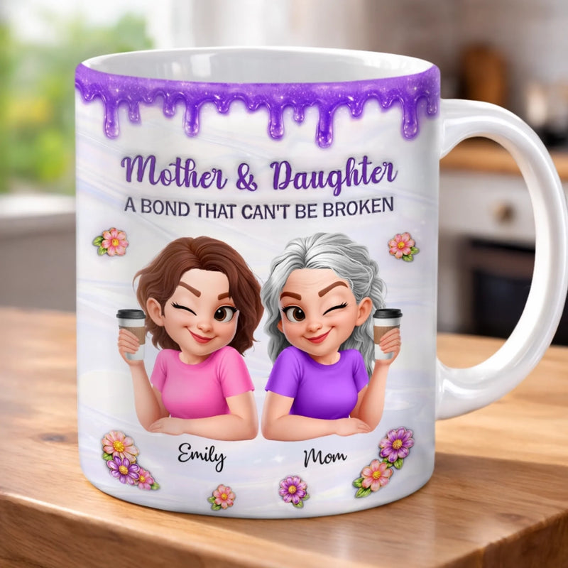 Custom 3D Inflated Effect Printed Mug - Personalized Mother's Day Birthday Gifts For Mom, Daughter - Mom And Daughter Forever