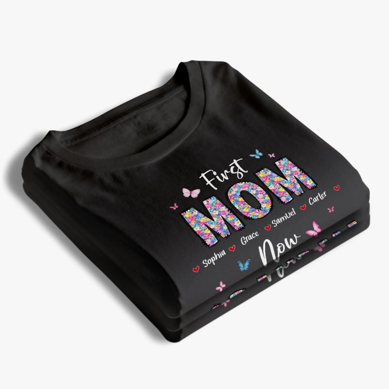 Custom Unisex T-shirt, Premium T-shirt, Hoodie - Personalized Mother's Day Birthday Gifts For Mom, Grandma - First Mom Now Grandma Floral
