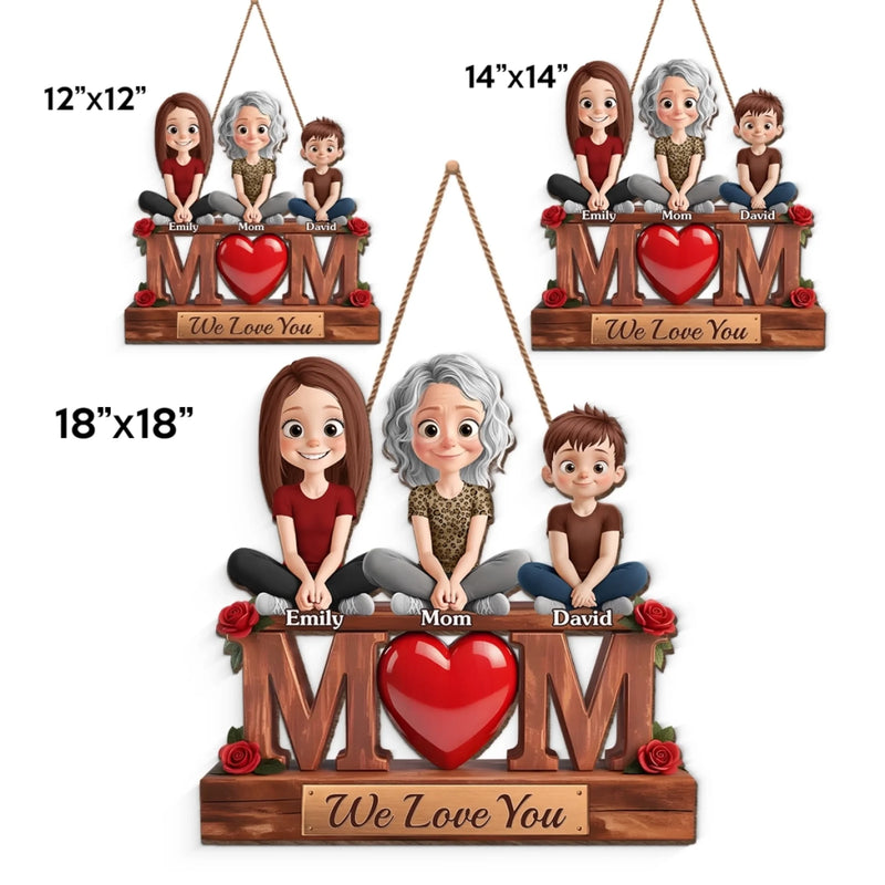 Custom Wood Sign - Personalized Mother's Day Birthday Gifts For Mom - A Whole Family Full Of Love