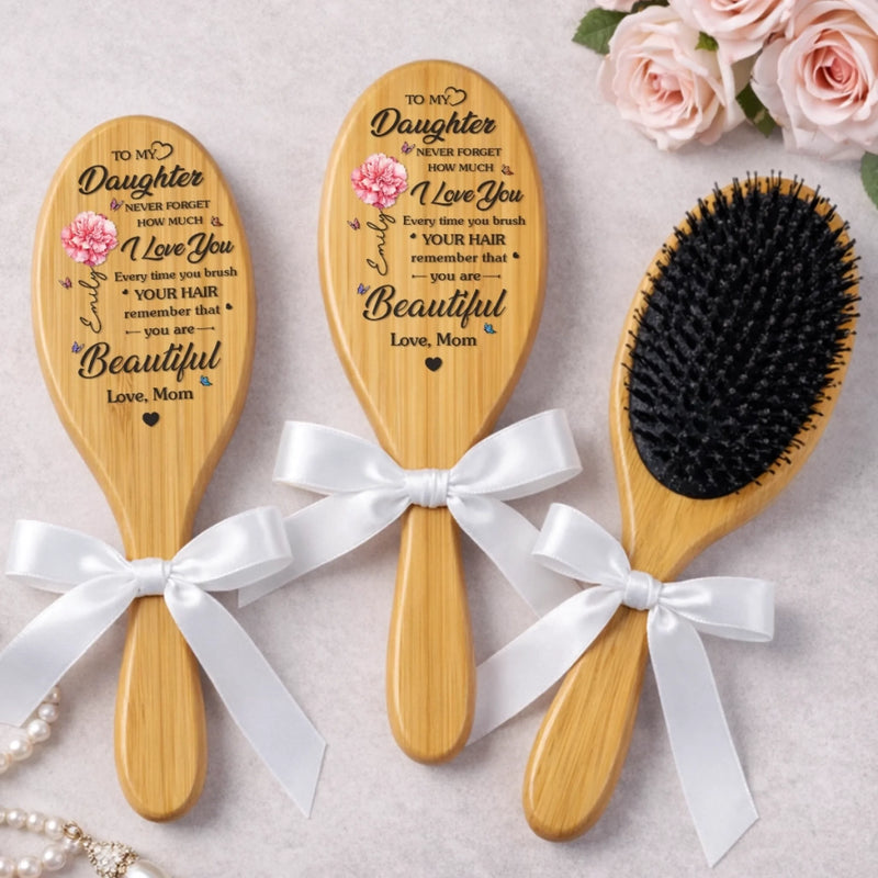 Custom Birth Month Flower Hair Brush - Personalized Thank You Graduation Birthday Gifts For Daughters, Mother - A Flower As Unique As You
