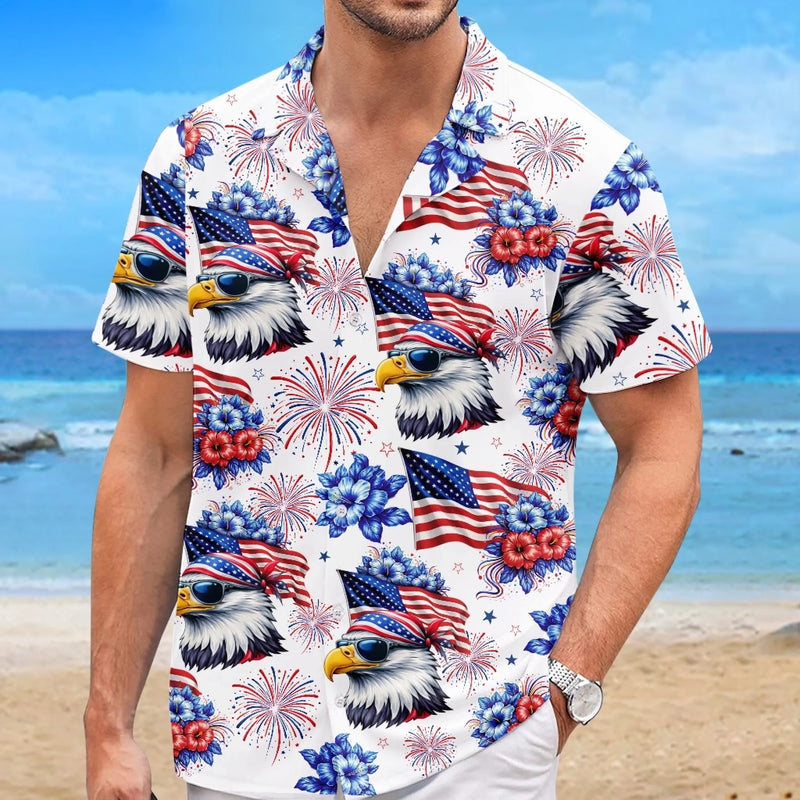 Custom Unisex Tropical Hawaiian Aloha Shirt - Personalized America 250th Anniversary Gifts For Women, Men - Freedom Lights The Future