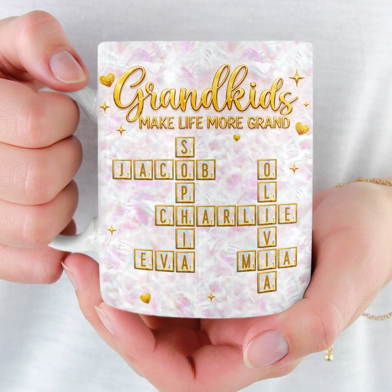 Custom Scrabble 3D Inflated Effect Printed Mug - Personalized Mother's Day Birthday Gifts For Mom, Grandma - Forever Loved By Grandma