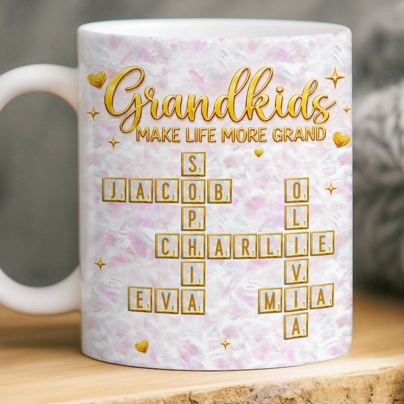 Custom Scrabble 3D Inflated Effect Printed Mug - Personalized Mother's Day Birthday Gifts For Mom, Grandma - Forever Loved By Grandma