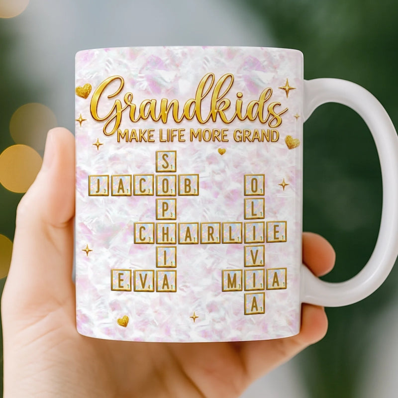 Custom Scrabble 3D Inflated Effect Printed Mug - Personalized Mother's Day Birthday Gifts For Mom, Grandma - Forever Loved By Grandma