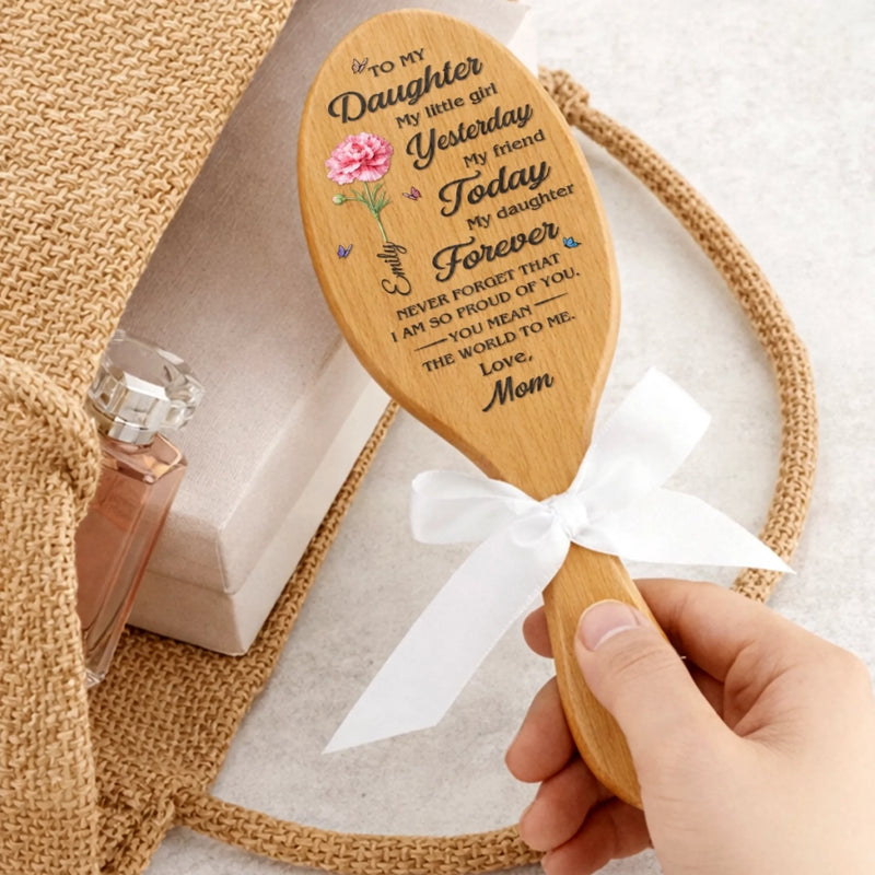 Custom Birth Month Flower Hair Brush - Personalized Thank You Graduation Birthday Gifts For Daughters, Mother - You Have Blossomed Beautifully