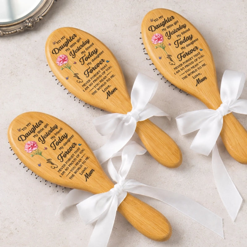 Custom Birth Month Flower Hair Brush - Personalized Thank You Graduation Birthday Gifts For Daughters, Mother - You Have Blossomed Beautifully