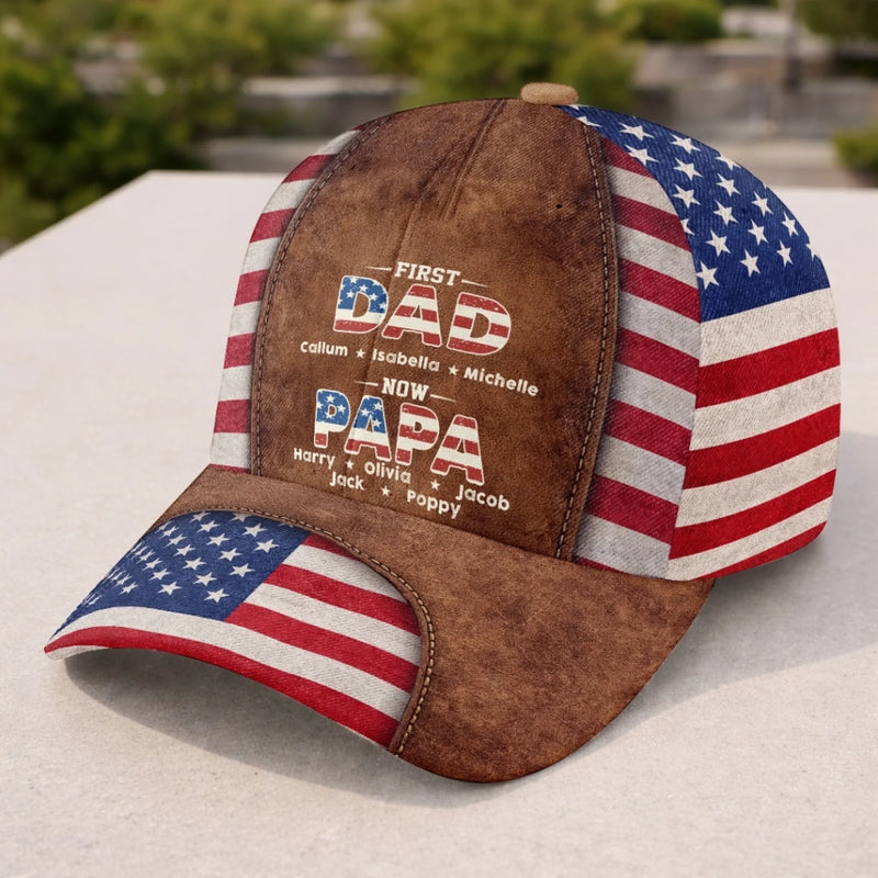 Custom Hat, All Over Print Classic Cap - Personalized Father's Day Birthday Gifts For Dad, Grandpa - Once A Dad, Now A Proud Grandpa