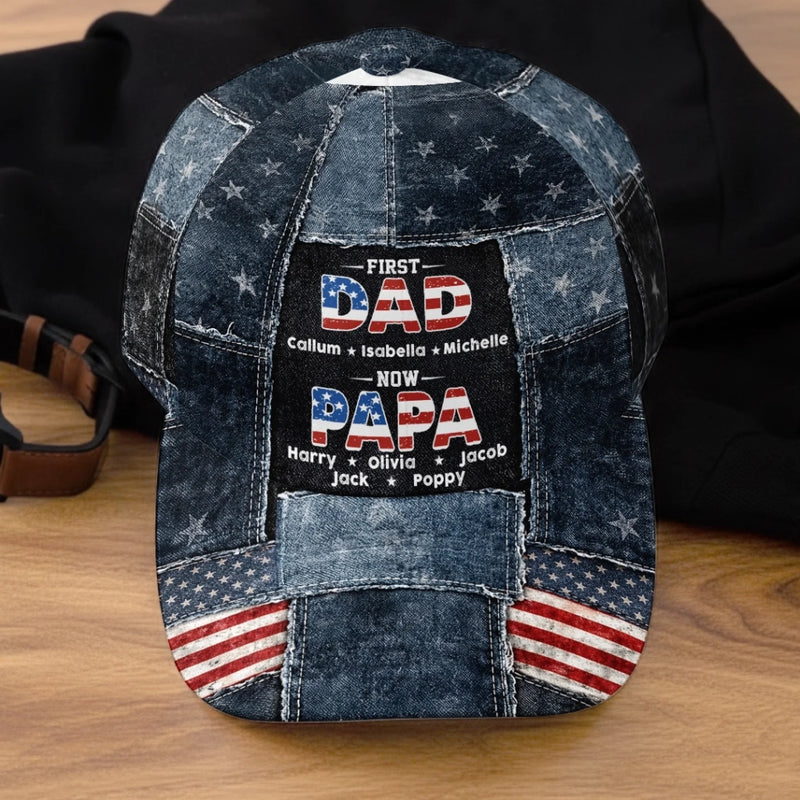 Custom Hat, All Over Print Classic Cap - Personalized Father's Day Birthday Gifts For Dad, Grandpa - First A Dad, Now A Blessed Grandpa