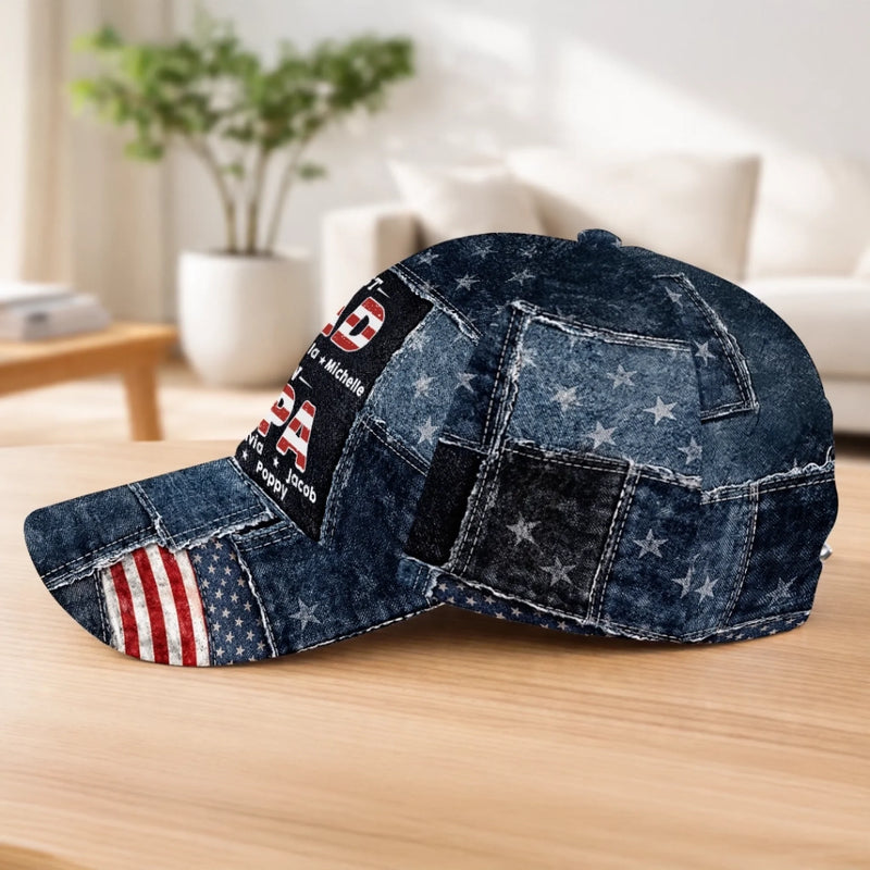 Custom Hat, All Over Print Classic Cap - Personalized Father's Day Birthday Gifts For Dad, Grandpa - First A Dad, Now A Blessed Grandpa
