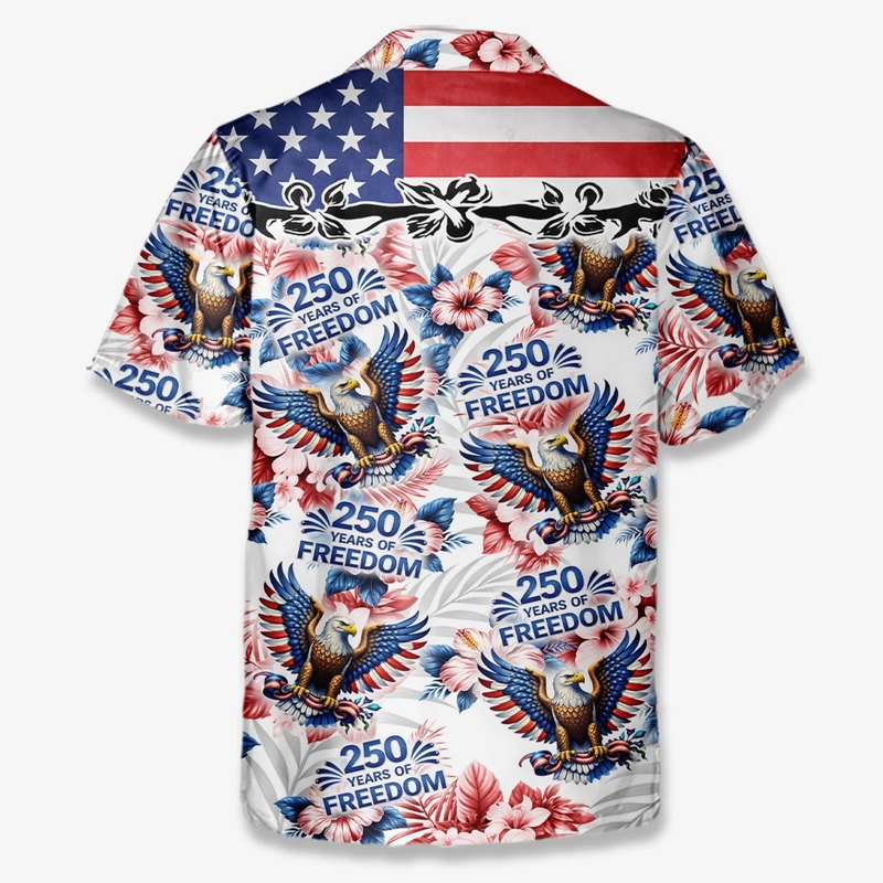 Custom Unisex Tropical Hawaiian Aloha Shirt - Personalized America 250th Anniversary Gifts For Women, Men - Freedom Feels Like Summer
