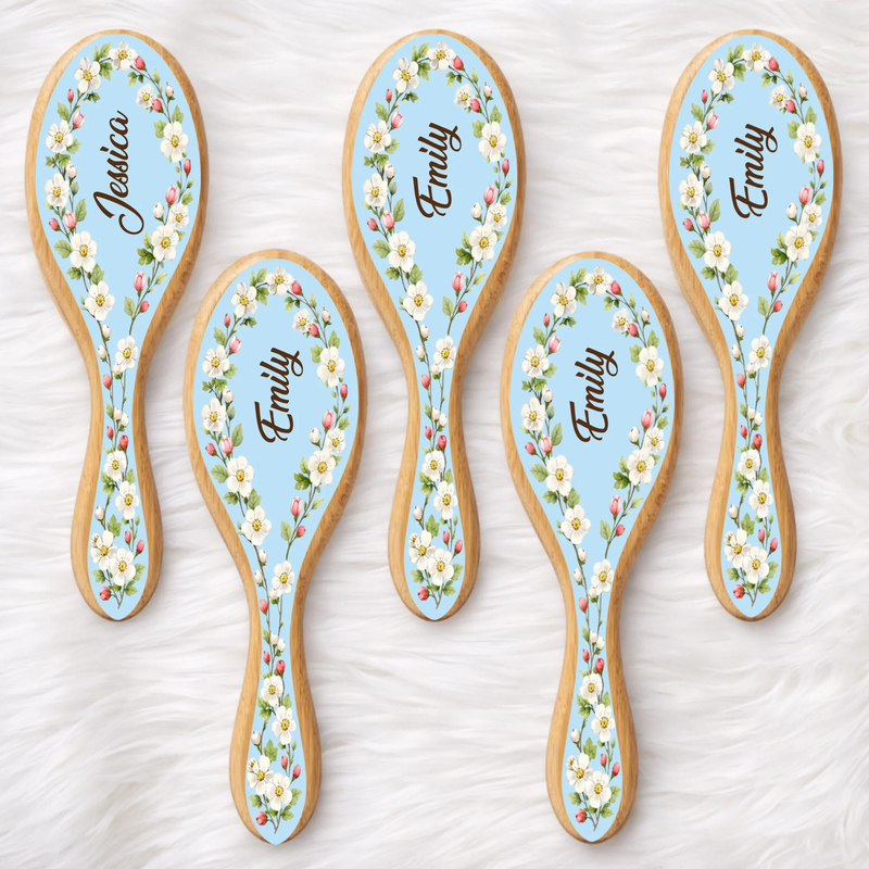 Custom Birth Month Flower Hair Brush - Personalized Thank You Graduation Birthday Gifts For Her, Friends, Sisters, Daughters, Mother, Bridesmaid - Besties Make Life Brighter