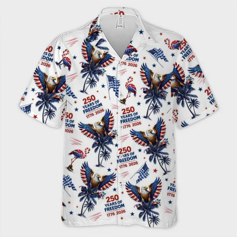 Custom Unisex Tropical Hawaiian Aloha Shirt - Personalized America 250th Anniversary Gifts For Women, Men -  American Spirit Island Style