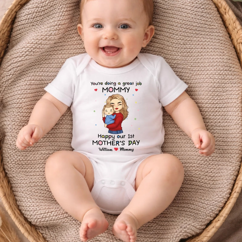 The Best Job In The World, Being My Mommy - Family Personalized Custom Baby Onesie - Mother's Day, Baby Shower Gift, Gift For First Mom