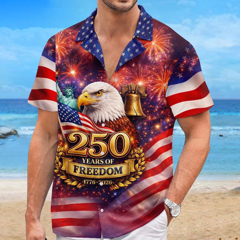 Unisex Tropical Hawaiian Aloha Shirt - America 250th Anniversary Gifts For Women, Men - Let Freedom Shine With Aloha
