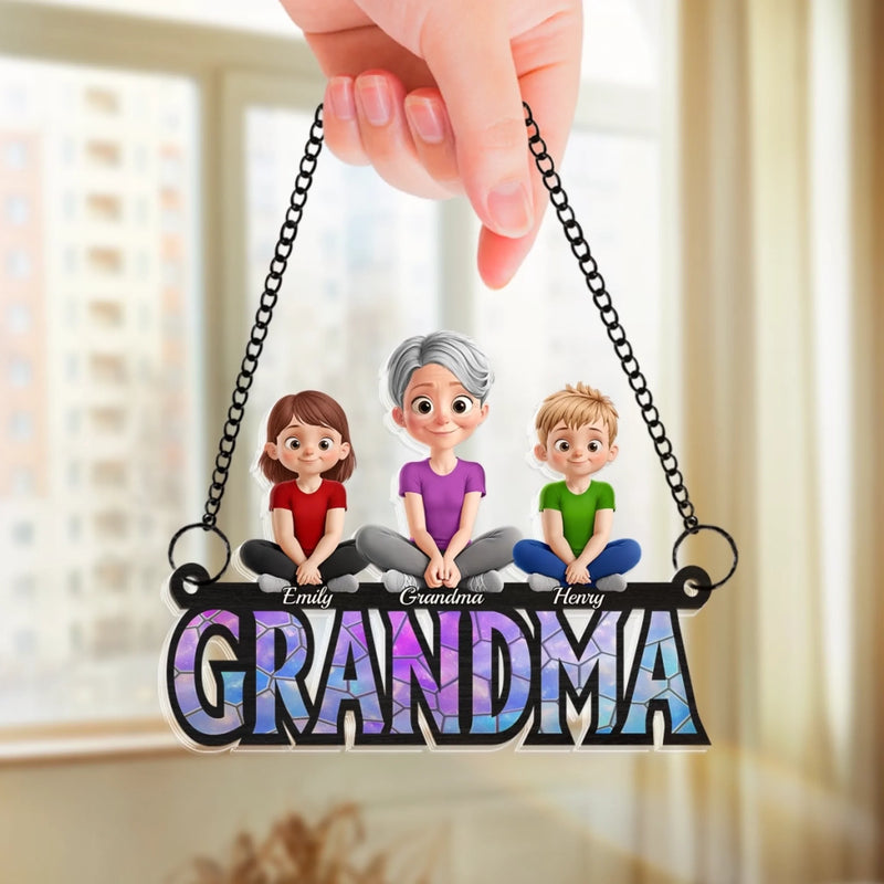 Custom Window Hanging Suncatcher Ornament - Personalized Mother's Day Birthday Gifts For Mom, Grandma - Little Moments, Big Grandma Love