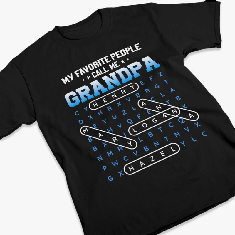 Custom Word Search Puzzle Unisex T-shirt, Premium T-shirt, Hoodie - Personalized Father's Day Birthday Gifts For Dad, Grandpa - Grandpa Wisdom Leads On