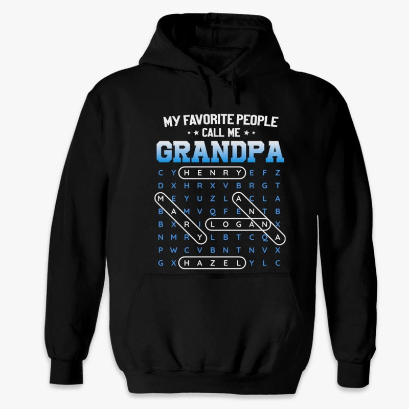 Custom Word Search Puzzle Unisex T-shirt, Premium T-shirt, Hoodie - Personalized Father's Day Birthday Gifts For Dad, Grandpa - Grandpa Wisdom Leads On