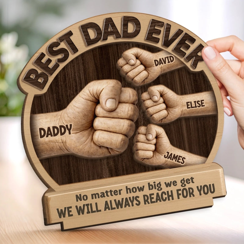 Custom 2-Layered Wooden Plaque - Personalized Father's Day Birthday Gifts For Dad, Grandpa - Behind Every Great Kid Is An Amazing Dad