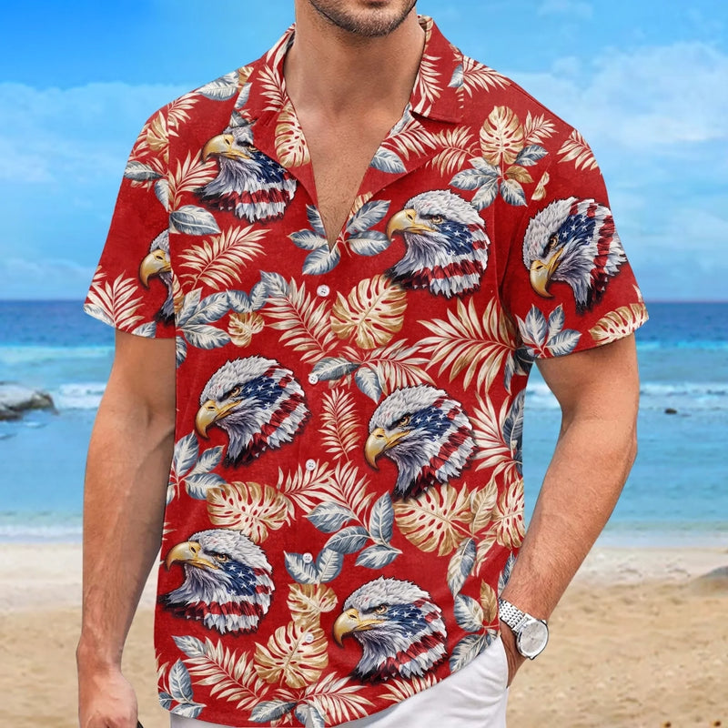 Custom Unisex Tropical Hawaiian Aloha Shirt - Personalized America 250th Anniversary Gifts For Women, Men - United In Brave Spirit 🇺🇸