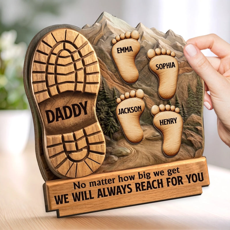 Custom 2-Layered Wooden Plaque - Personalized Father's Day Birthday Gifts For Dad, Grandpa - Forever Grateful For You