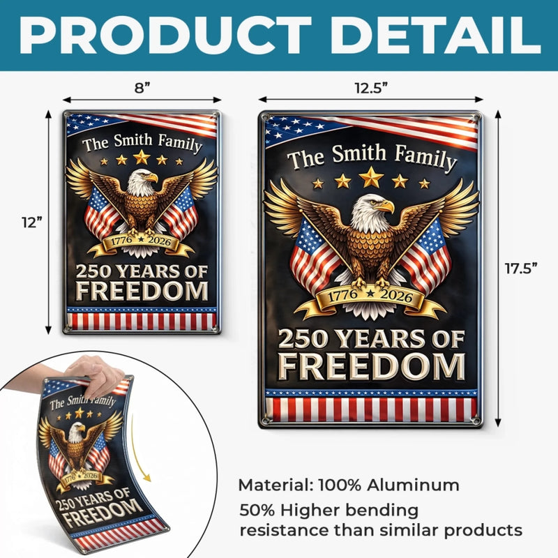 Custom Home Decor Metal Sign - Personalized America 250th Anniversary Gifts For Mom, Dad, Brother, Sister, Kids - Still Standing, Still Free