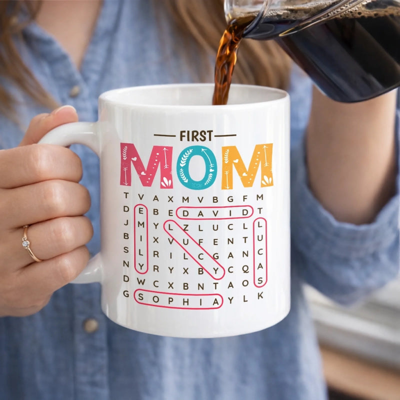 Custom Word Search Puzzle Mug - Personalized Mother's Day Birthday Gifts For Mom, Grandma - Love Found A New Title