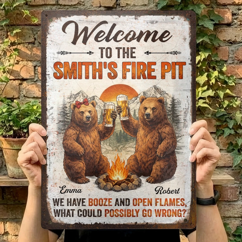 Custom Home Decor Metal Sign - Personalized Birthday Camping Gifts For Campers, Couples, Beer Lovers - This Is Our Happy Place