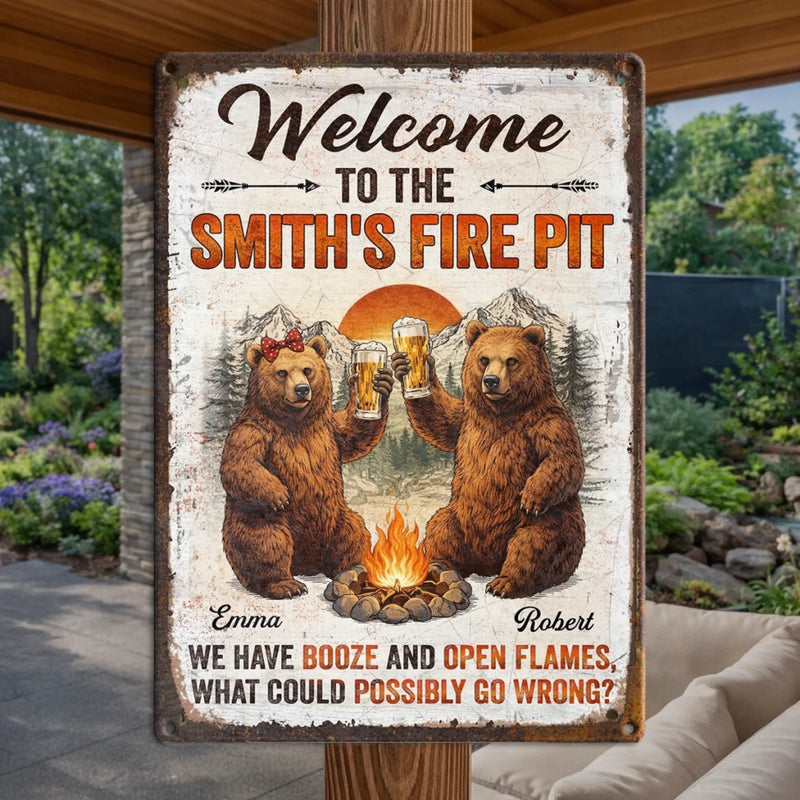 Custom Home Decor Metal Sign - Personalized Birthday Camping Gifts For Campers, Couples, Beer Lovers - This Is Our Happy Place