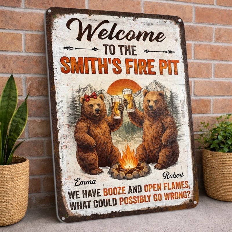 Custom Home Decor Metal Sign - Personalized Birthday Camping Gifts For Campers, Couples, Beer Lovers - This Is Our Happy Place