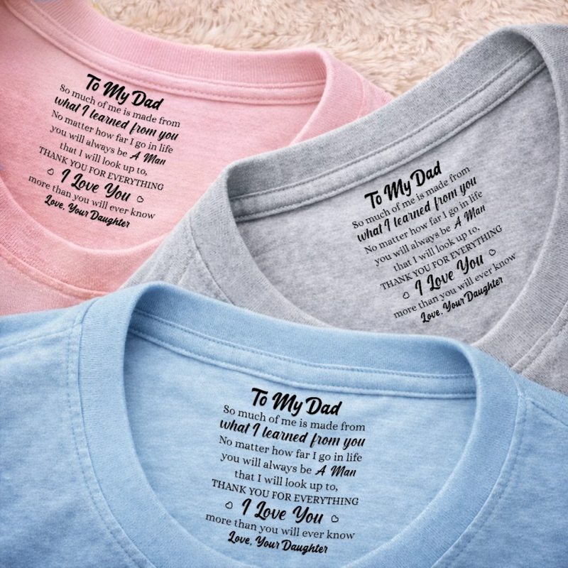 Custom Inside Neck Print T-Shirt - Personalized Father's Day Birthday Gifts For Dad, Daughter - Always Your Little Kid