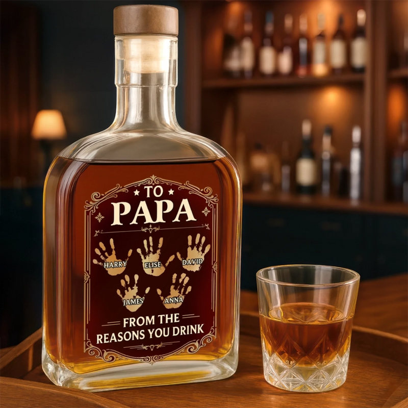 Custom Liquor Decanter - Personalized Father's Day Birthday Gifts For Dad, Grandpa - Dad Makes Life Better
