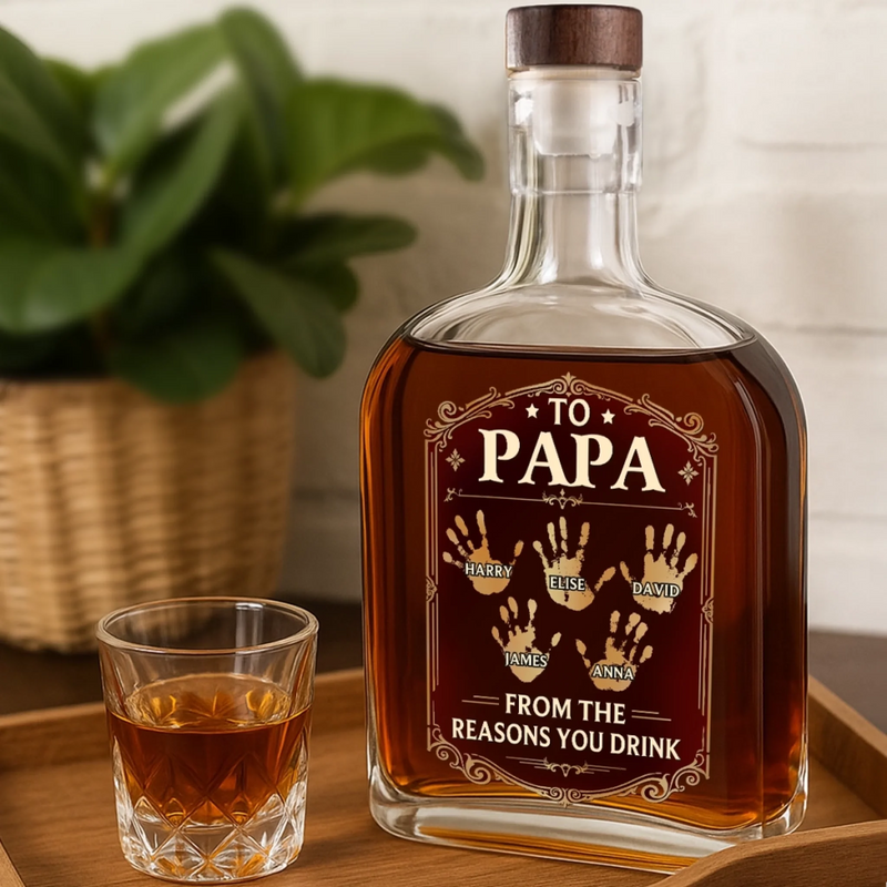 Custom Liquor Decanter - Personalized Father's Day Birthday Gifts For Dad, Grandpa - Dad Makes Life Better