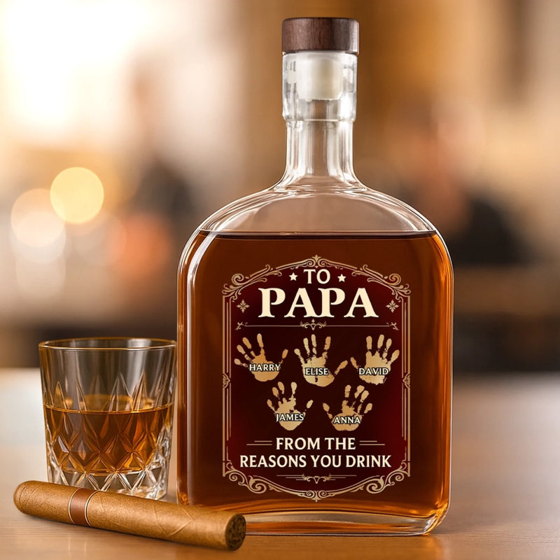 Custom Liquor Decanter - Personalized Father's Day Birthday Gifts For Dad, Grandpa - Dad Makes Life Better