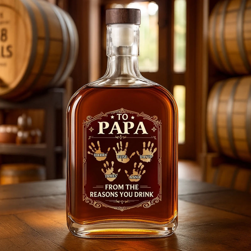 Custom Liquor Decanter - Personalized Father's Day Birthday Gifts For Dad, Grandpa - Dad Makes Life Better