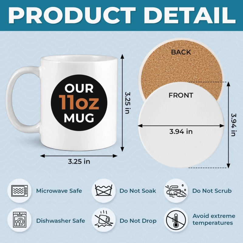 Custom 3D Inflated Effect Printed Mug And Coaster Set  - Personalized Mother's Day Birthday Gifts For Daughter - First My Mom, Now My Bestie
