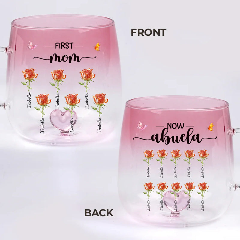Custom Gradient Glass Mug - Personalized Birthday Gifts For Mom, Grandma - Always Mom, Now A Proud Grandma