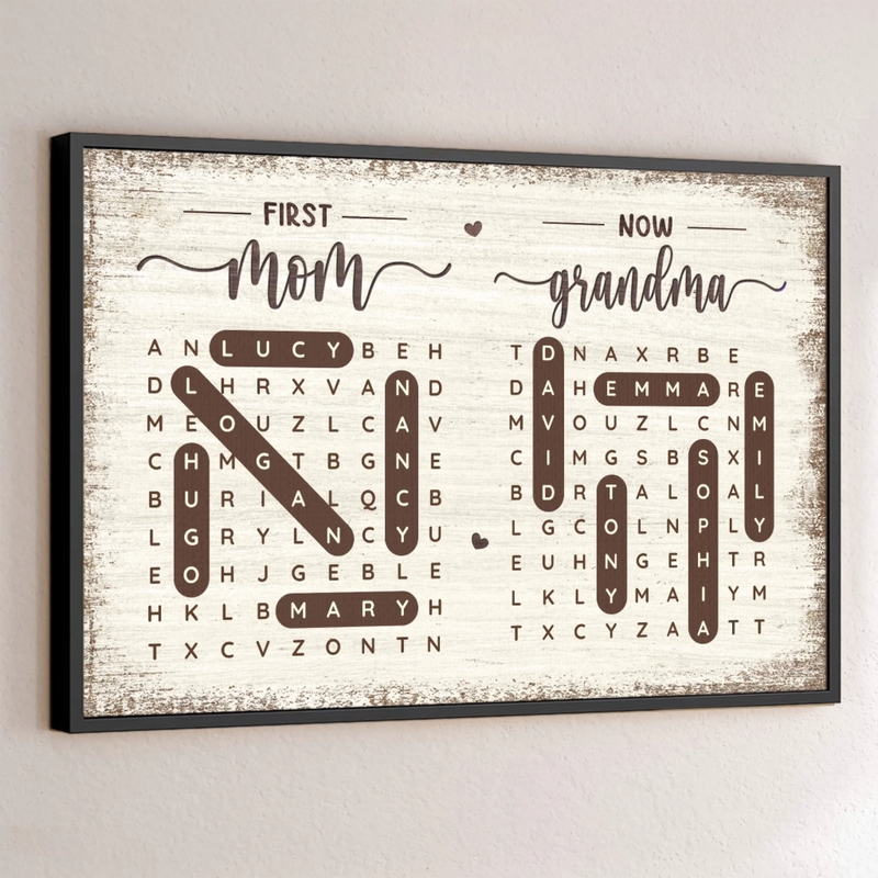 Custom Word Search Puzzle Horizontal Poster, Canvas - Personalized Mother's Day Birthday Gifts For Mom, Grandma - Her Next Best Title Is Grandma