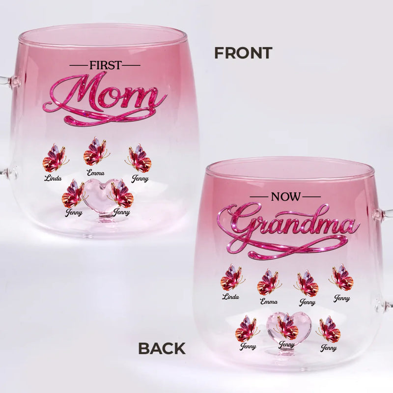 Custom Gradient Glass Mug - Personalized Birthday Gifts For Mom, Grandma - Mom Forever, Grandma With Pride
