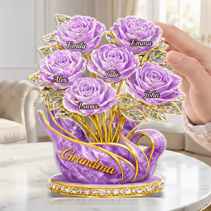 Custom Acrylic Plaque - Personalized Mother's Day Gifts For Mom, Grandma - Grandma Love Stays Forever