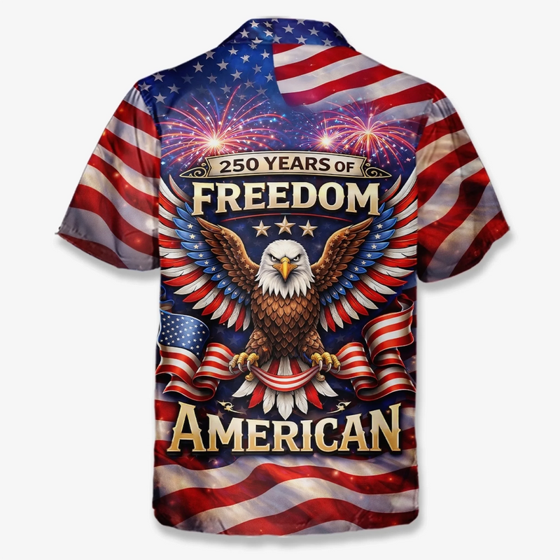 Custom Unisex Tropical Hawaiian Aloha Shirt - Personalized America 250th Anniversary Gifts For Women, Men - Honor Courage And Unity