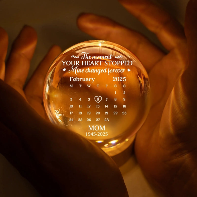 Custom Crystal Globe Lamp - Personalized Memorial Sympathy Gifts For Loss Of Mom, Dad - Your Memory Is My Keepsake