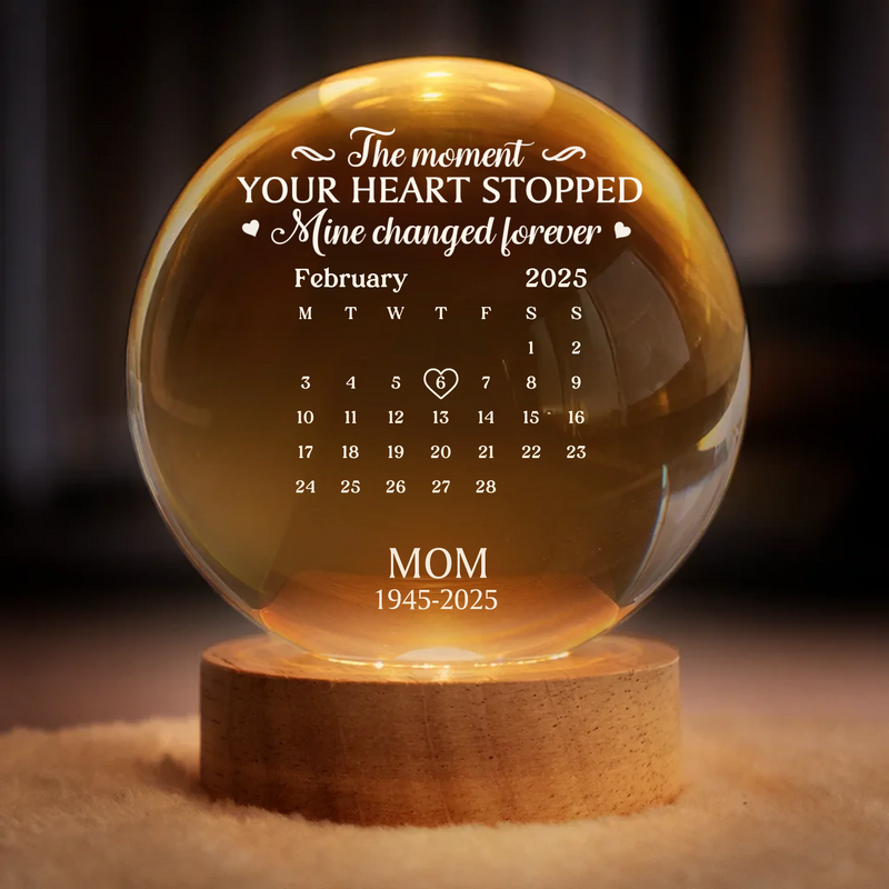 Custom Crystal Globe Lamp - Personalized Memorial Sympathy Gifts For Loss Of Mom, Dad - Your Memory Is My Keepsake