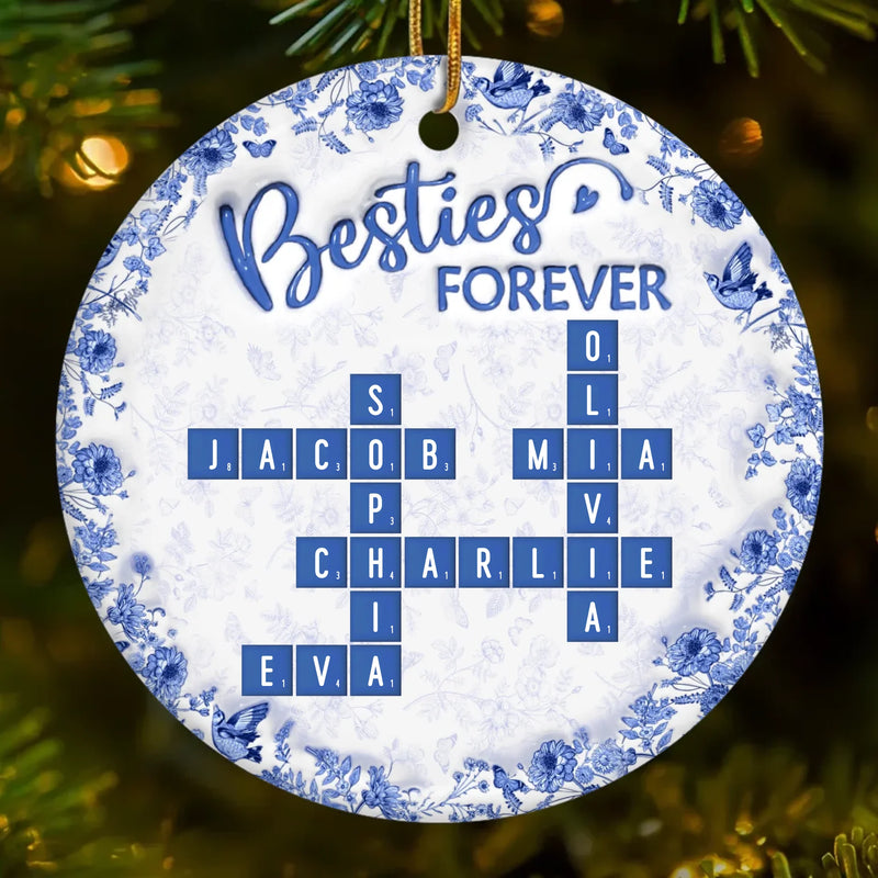 Custom Scrabble Ceramic Ornament - Personalized Best Friend Birthday Gifts For Women, Besties, Sisters, BFF - Tied Together In Every Way